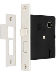 Reproduction Mortise Lock with Solid Brass Faceplate - in Polished Nickel.